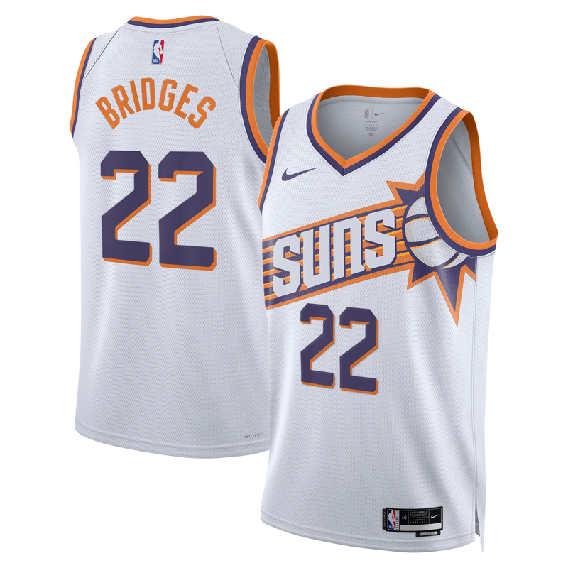 Miles Bridges Phoenix Suns Basketball Jersey, White Swingman Sportswear Jersey Shirt, Sleeveless Athletic Tank Jersey, Casual Gift for Men