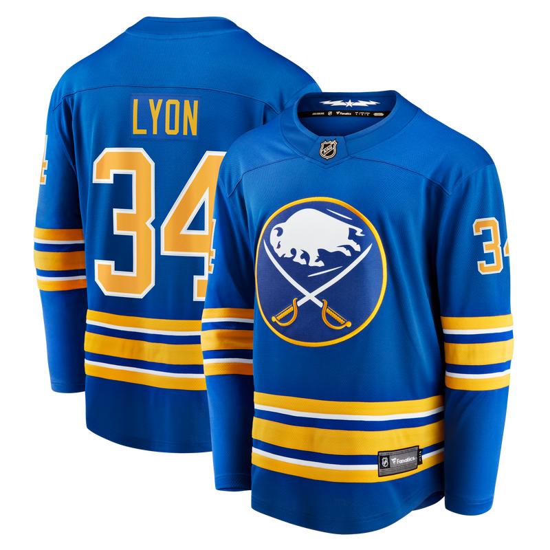 Alex Lyon Buffalo Sabres Hockey Jersey, Royal Breakaway Home Sportswear Jersey Shirt, Long Sleeve Hockey Sweater Jersey, Casual Gift for Men