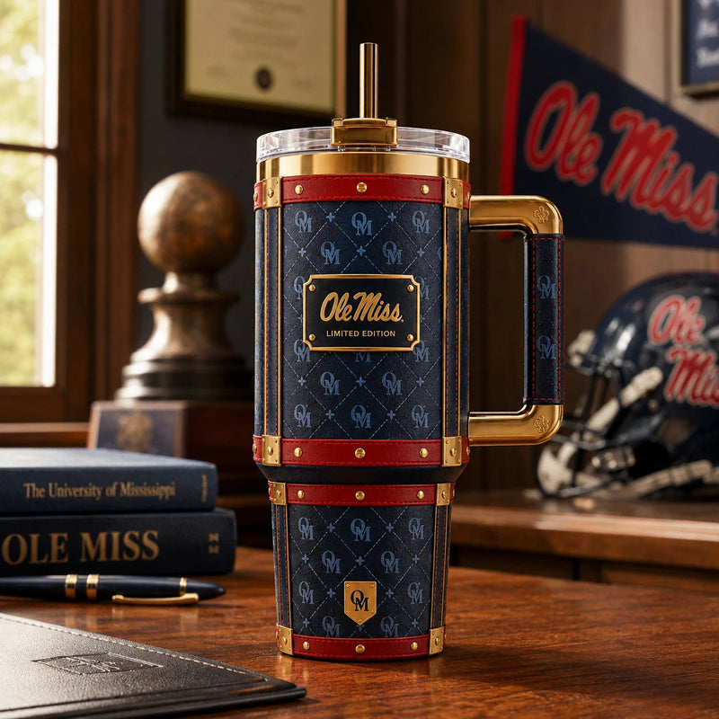 Ole Miss - Navy Monogram, Crimson Trim and Quiet Collegiate Elegance