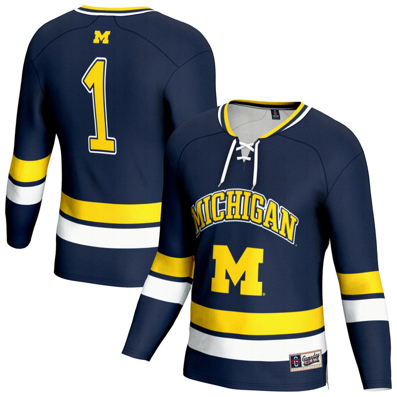 Michigan Wolverines Hockey Jersey, Navy Fashion Lightweight Sportswear Jersey Shirt, Long Sleeve Hockey Sweater Jersey, Casual Gift for Men