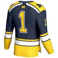 Michigan Wolverines Hockey Jersey, Navy Sportswear Jersey Shirt, Long Sleeve Hockey Sweater Jersey, Casual Gift for Men