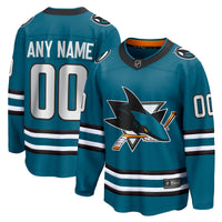 San Jose Sharks Hockey Jersey, Teal Breakaway Sportswear Jersey Shirt, Long Sleeve Hockey Sweater Jersey, Casual Gift for Men, Style 5111272
