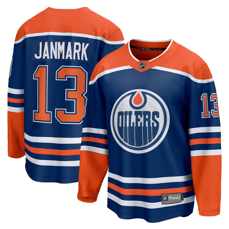 Mattias Janmark Edmonton Oilers Hockey Jersey, Royal Breakaway Sportswear Jersey Shirt, Long Sleeve Hockey Sweater Jersey, Casual Gift for Men