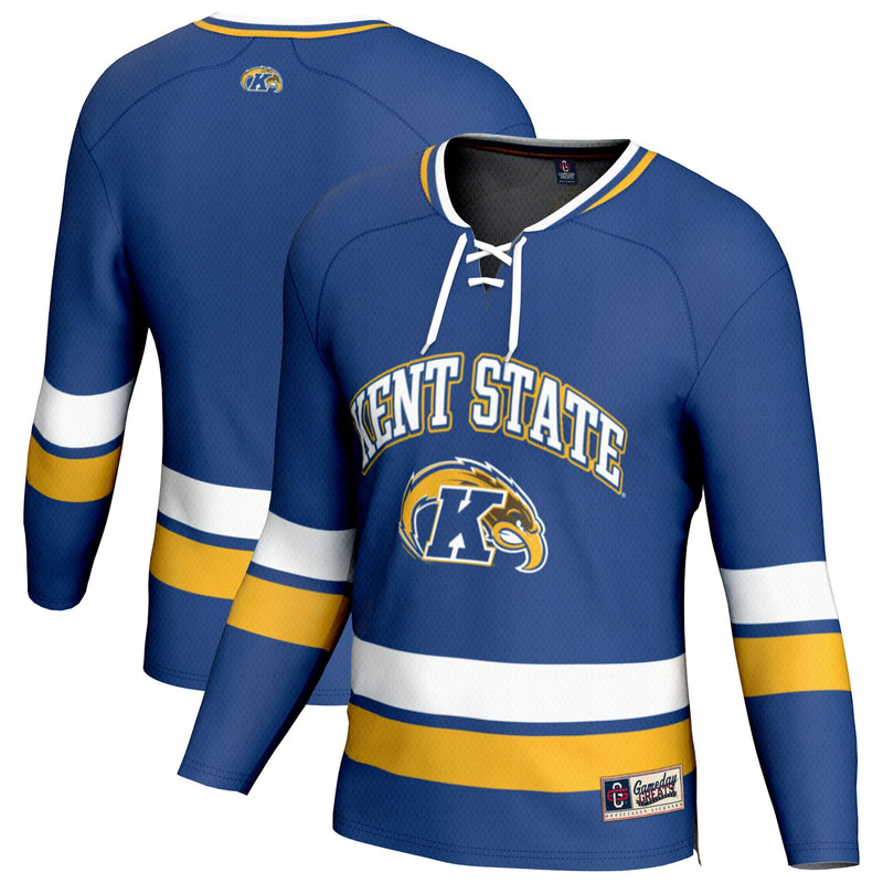 Kent State Golden Flashes Hockey Jersey, Navy Sportswear Jersey Shirt, Long Sleeve Hockey Sweater Jersey, Casual Gift for Men