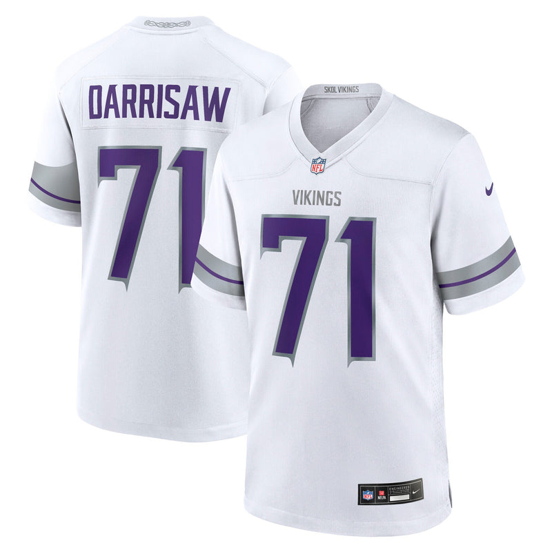 Christian Darrisaw Minnesota Vikings Football Jersey, White Sportswear Jersey Shirt, Lightweight Breathable Athletic Jersey, Casual Gift for Men