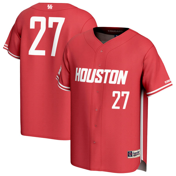 #27 Houston Cougars Adult Lightweight Collegiate Baseball Fashion Jersey - Red