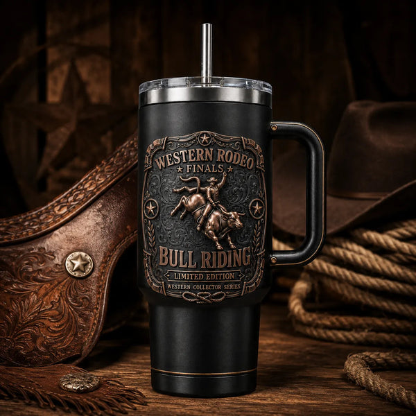 Bull Riding Finals - Copper Relief on Matte Black - main