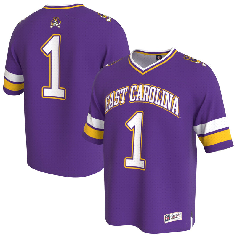 ECU Pirates Football Jersey, Purple Fashion Lightweight Sportswear Jersey Shirt, Lightweight Breathable Athletic Jersey, Casual Gift for Men