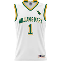 William & Mary Tribe Basketball Jersey, White Lightweight Sportswear Jersey Shirt, Sleeveless Athletic Tank Jersey, Casual Gift for Men