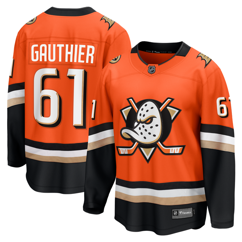 Cutter Gauthier Anaheim Ducks Hockey Jersey, Orange Breakaway Sportswear Jersey Shirt, Long Sleeve Hockey Sweater Jersey, Casual Gift for Men