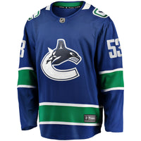 Teddy Blueger Vancouver Canucks Hockey Jersey, Blue Breakaway Sportswear Jersey Shirt, Long Sleeve Hockey Sweater Jersey, Casual Gift for Men