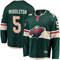 Jake Middleton Minnesota Wild Hockey Jersey, Green Breakaway Sportswear Jersey Shirt, Long Sleeve Hockey Sweater Jersey, Casual Gift for Men