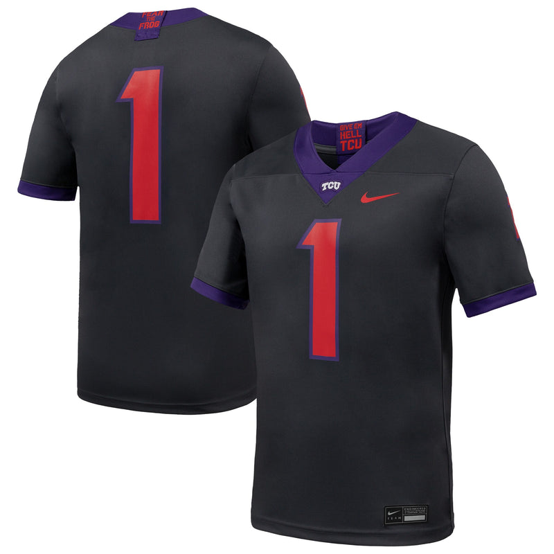 TCU Horned Frogs Football Jersey, Anthracite Game Alternate Sportswear Jersey Shirt, Lightweight Breathable Athletic Jersey, Casual Gift for Men