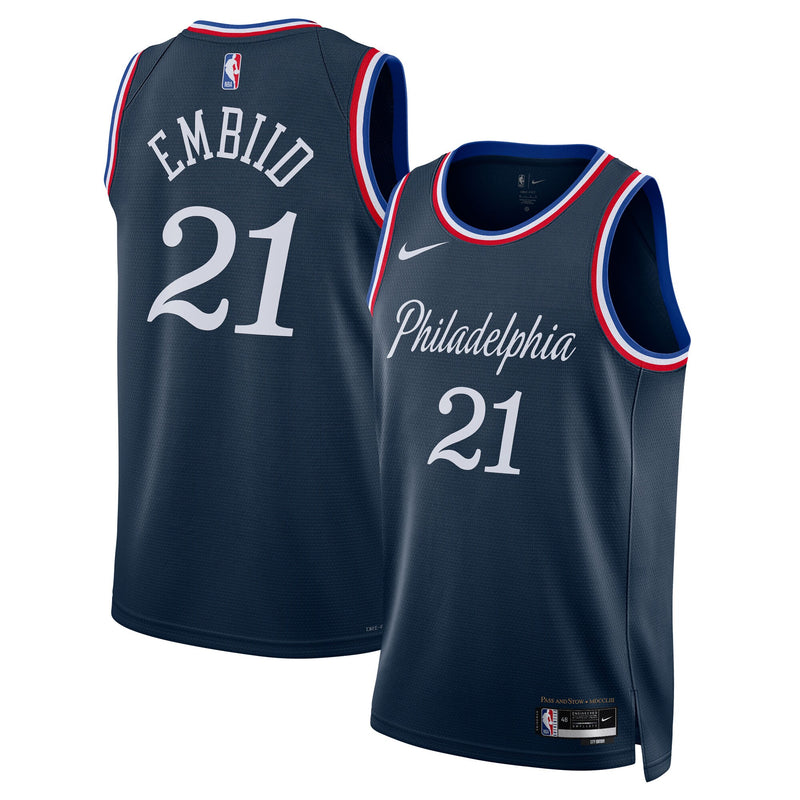 Joel Embiid Philadelphia 76ers Basketball Jersey, Navy Swingman Sportswear Jersey Shirt, Sleeveless Athletic Tank Jersey, Casual Gift for Men