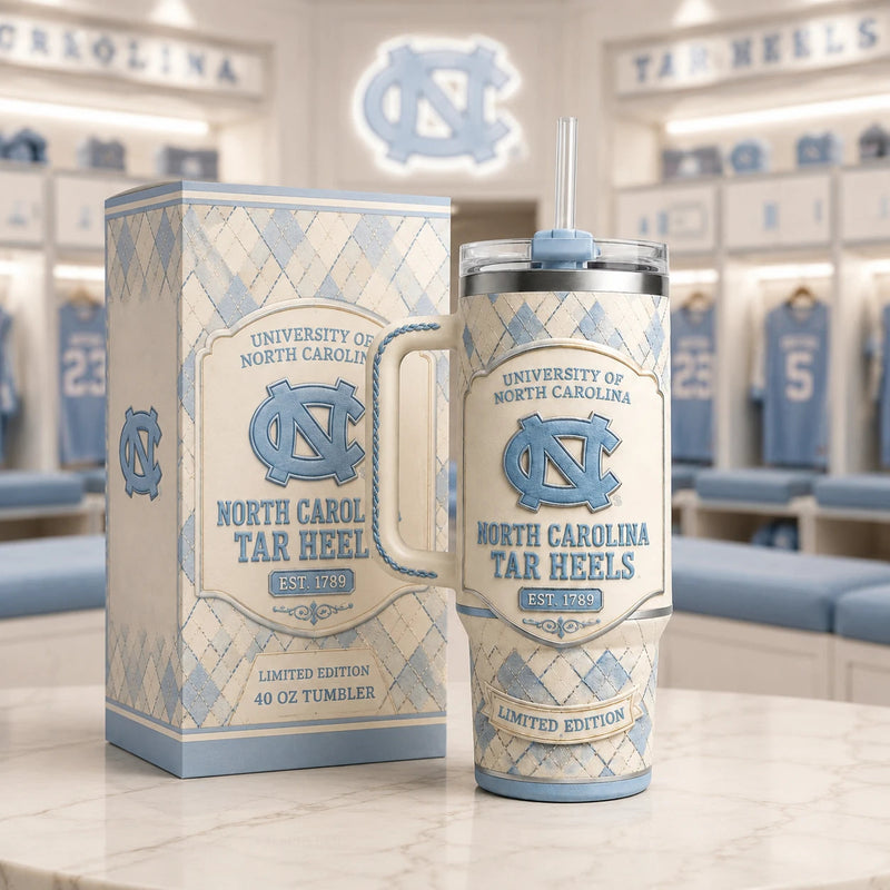 UNC Argyle Heritage - Carolina Blue Crest Tumbler