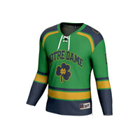 Notre Dame Fighting Irish Hockey Jersey, Green Fashion Sportswear Jersey Shirt, Long Sleeve Hockey Sweater Jersey, Casual Gift for Men