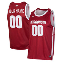Wisconsin Badgers Basketball Jersey, Red Alternate Sportswear Jersey Shirt, Sleeveless Athletic Tank Jersey, Casual Gift for Men
