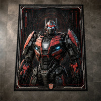 Steel Silence - Red and Black Mech Sentinel Rug
