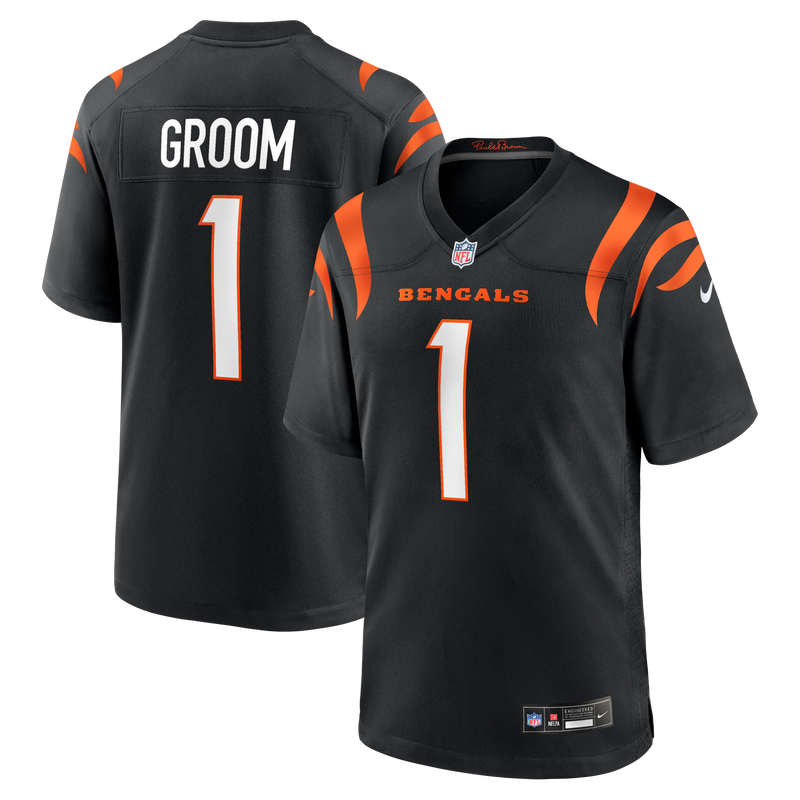Number Groom Cincinnati Bengals Football Jersey, Black Game Sportswear Jersey Shirt, Lightweight Breathable Athletic Jersey, Casual Gift for Men