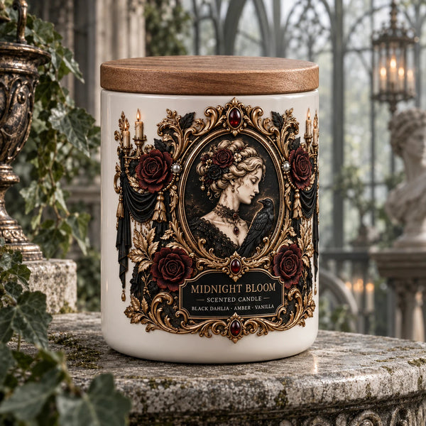 Midnight Bloom - Victorian Gothic Cameo Candle - main
