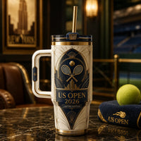 Gilded Court - Art Deco Tennis Tumbler in Ivory and Navy