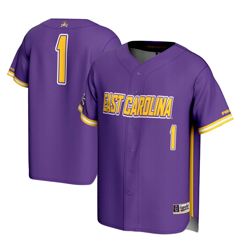 ECU Pirates Baseball Jersey, Purple Sportswear Jersey Shirt, Lightweight Breathable Athletic Jersey, Casual Gift for Men, Style 201180019