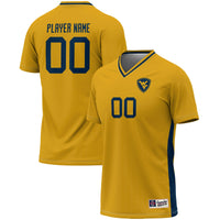West Virginia Mountaineers Soccer Jersey, Gold Lightweight Sportswear Jersey Shirt, Lightweight Breathable Athletic Jersey, Casual Gift for Men