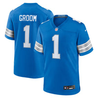 Number Groom Detroit Lions Football Jersey, Blue Game Sportswear Jersey Shirt, Lightweight Breathable Athletic Jersey, Casual Gift for Men