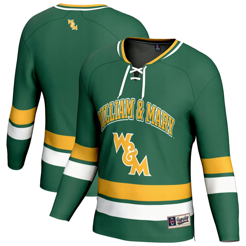 William & Mary Tribe Hockey Jersey, Green Sportswear Jersey Shirt, Long Sleeve Hockey Sweater Jersey, Casual Gift for Men