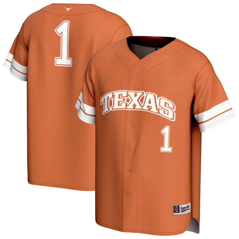 Texas Longhorns Baseball Jersey, Orange Sportswear Jersey Shirt, Lightweight Breathable Athletic Jersey, Casual Gift for Men, Style 202551237