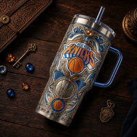 NYK Filigree - Ornate Blue and Orange Tumbler Statement