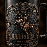 Bull Riding Finals - Copper Relief on Matte Black