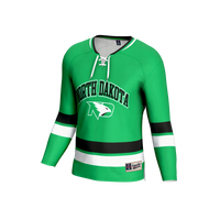 North Dakota Hockey Jersey, Kelly Green Fashion Lightweight Sportswear Jersey Shirt, Long Sleeve Hockey Sweater Jersey, Casual Gift for Men