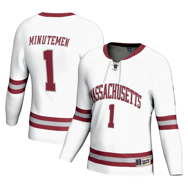 #1 UMass Minutemen Hockey Fashion Jersey - White