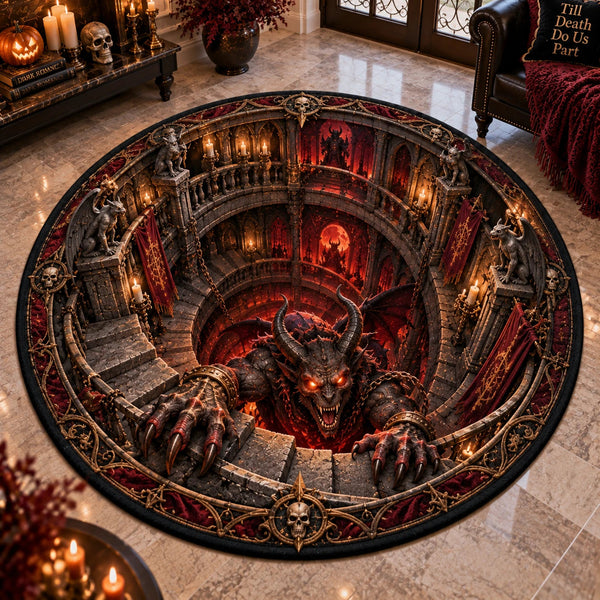 The Pit Below - A Circular Descent in Gothic Red - main