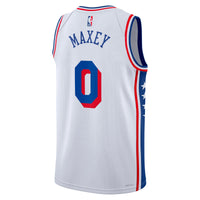 Tyrese Maxey Philadelphia 76ers Basketball Jersey, White Swingman Sportswear Jersey Shirt, Sleeveless Athletic Tank Jersey, Casual Gift for Men