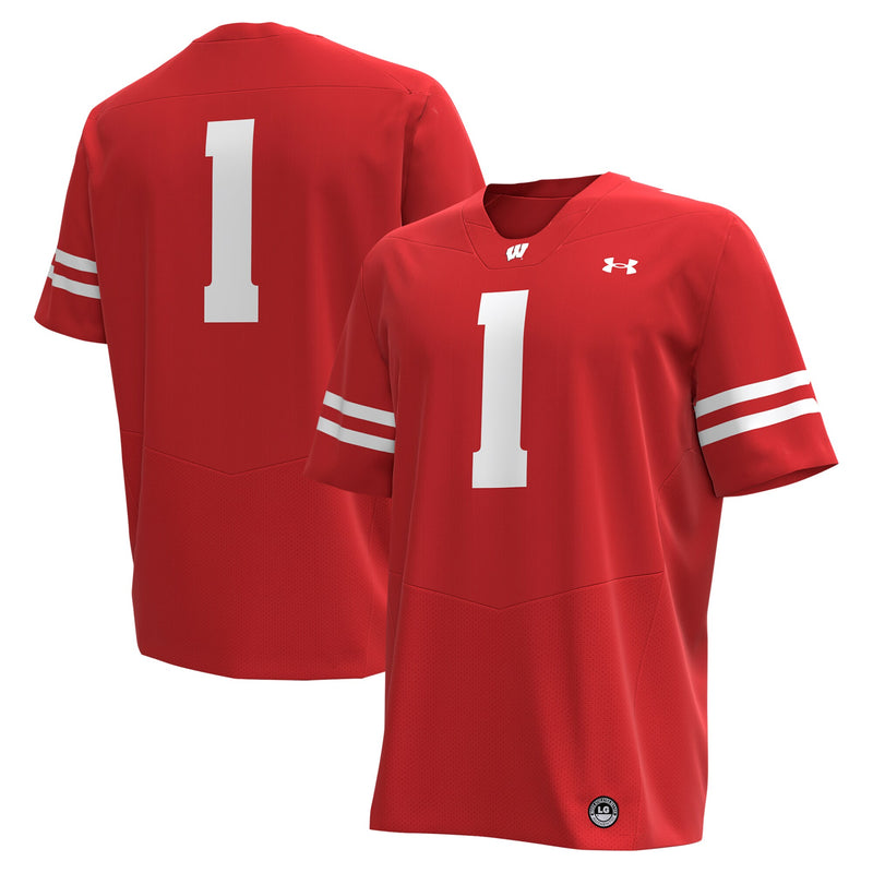 Wisconsin Badgers Football Jersey, Red Sportswear Jersey Shirt, Lightweight Breathable Athletic Jersey, Casual Gift for Men, Style 201149677