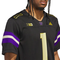 Washington Huskies Football Jersey, Black Sportswear Jersey Shirt, Lightweight Breathable Athletic Jersey, Casual Gift for Men, Style 202538862