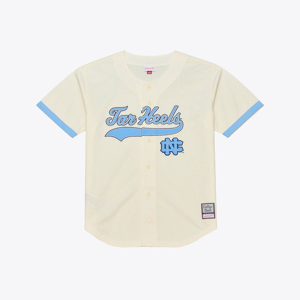 North Carolina Tar Heels Mesh Button-Up Batting Practice Baseball Jersey - Cream