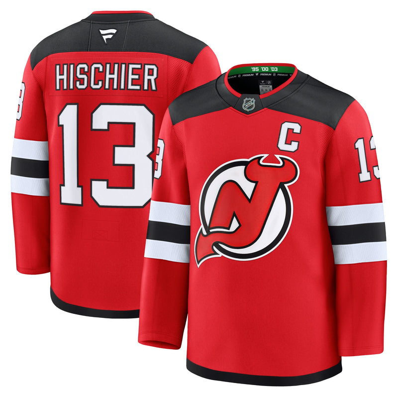 Nico Hischier New Jersey Devils Hockey Jersey, Red Premium Home Sportswear Jersey Shirt, Long Sleeve Hockey Sweater Jersey, Casual Gift for Men