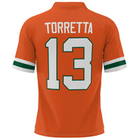 Miami Hurricanes Football Jersey, Orange Sportswear Jersey Shirt, Lightweight Breathable Athletic Jersey, Casual Gift for Men, Style 200885984