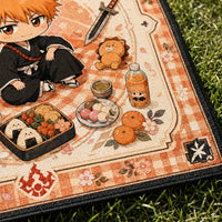Picnic Day Calm - Ichigo Chibi Rug with Gingham Border
