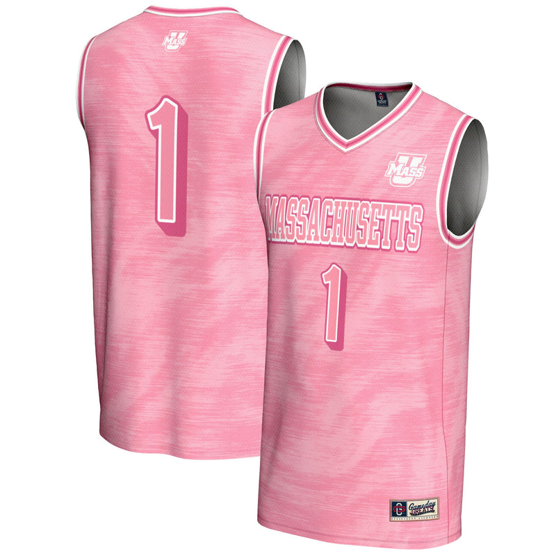 UMass Minutemen Basketball Jersey, Pink Lightweight Sportswear Jersey Shirt, Sleeveless Athletic Tank Jersey, Casual Gift for Men