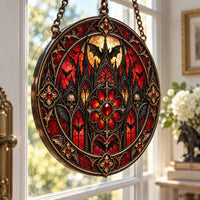 Crimson Rose Window - Gothic Symmetry, Bats and Quiet Menace