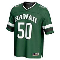 Hawaii Rainbow Warriors Lightweight Football Jersey, Green Sportswear Jersey Shirt, Lightweight Breathable Athletic Jersey, Casual Gift for Men