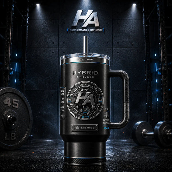 Hybrid Athlete - Monochrome Badge Composition on a Tumbler - main