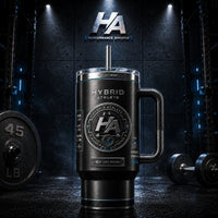 Hybrid Athlete - Monochrome Badge Composition on a Tumbler