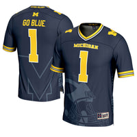 Michigan Wolverines Icon Print Football Jersey, Navy Sportswear Jersey Shirt, Lightweight Breathable Athletic Jersey, Casual Gift for Men