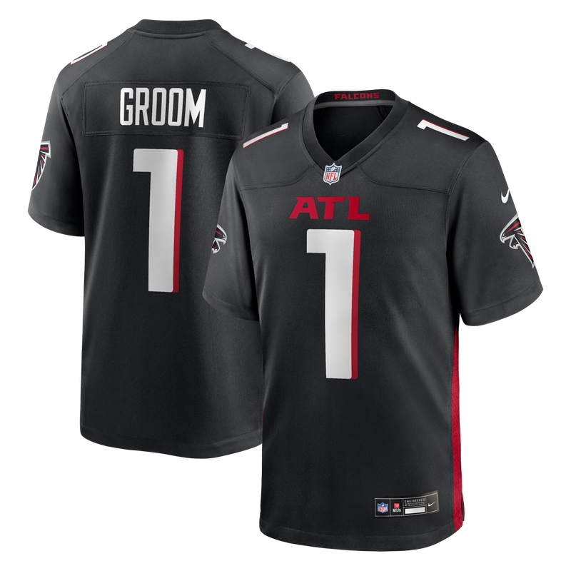 Number Groom Atlanta Falcons Football Jersey, Black Game Sportswear Jersey Shirt, Lightweight Breathable Athletic Jersey, Casual Gift for Men