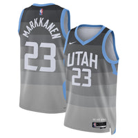 Lauri Markkanen Utah Jazz Basketball Jersey, Gray Swingman Sportswear Jersey Shirt, Sleeveless Athletic Tank Jersey, Casual Gift for Men